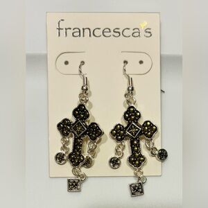 Francesca's Silver & Gold Tone Cross Earrings Dangle Jewelry Religious New Gift